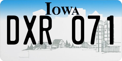 IA license plate DXR071