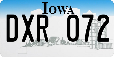 IA license plate DXR072