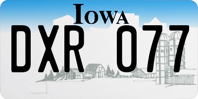 IA license plate DXR077