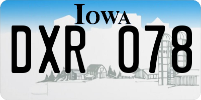 IA license plate DXR078