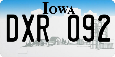 IA license plate DXR092