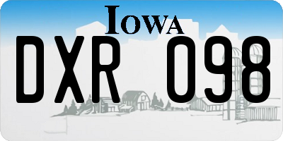 IA license plate DXR098