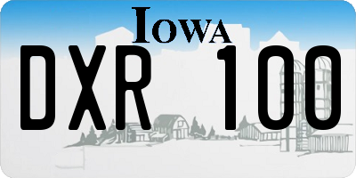 IA license plate DXR100