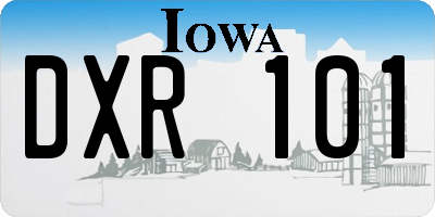 IA license plate DXR101
