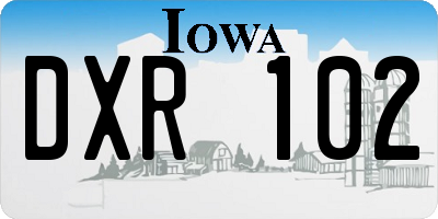 IA license plate DXR102