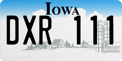 IA license plate DXR111
