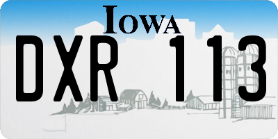 IA license plate DXR113