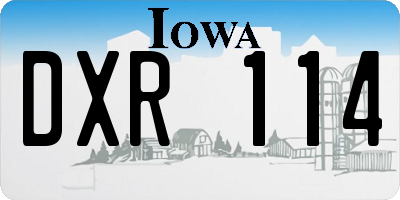 IA license plate DXR114