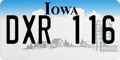 IA license plate DXR116