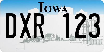 IA license plate DXR123