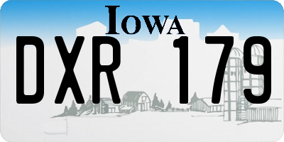 IA license plate DXR179