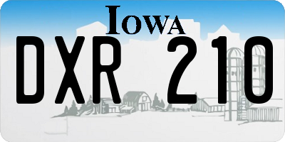 IA license plate DXR210