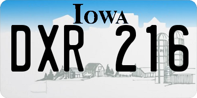 IA license plate DXR216