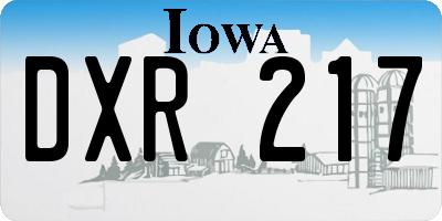 IA license plate DXR217