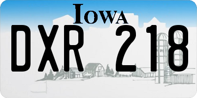 IA license plate DXR218