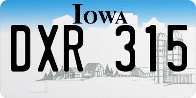 IA license plate DXR315