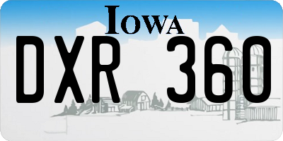 IA license plate DXR360