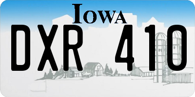 IA license plate DXR410