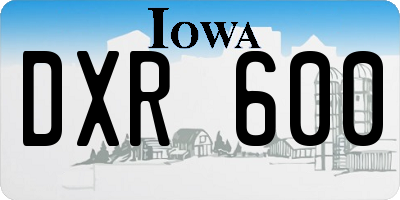 IA license plate DXR600