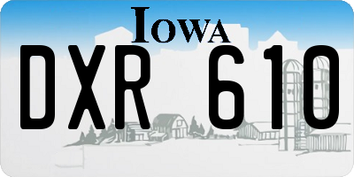 IA license plate DXR610