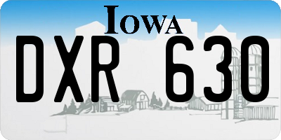 IA license plate DXR630