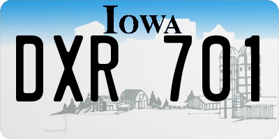IA license plate DXR701