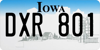 IA license plate DXR801