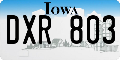 IA license plate DXR803