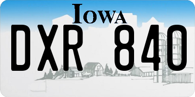 IA license plate DXR840