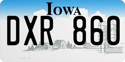 IA license plate DXR860