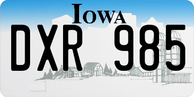 IA license plate DXR985
