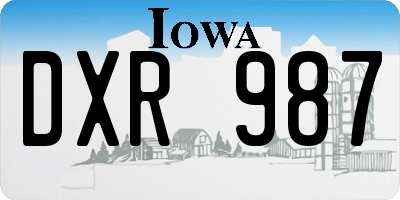 IA license plate DXR987