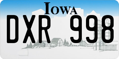 IA license plate DXR998