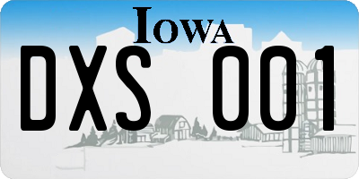 IA license plate DXS001