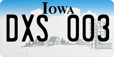 IA license plate DXS003