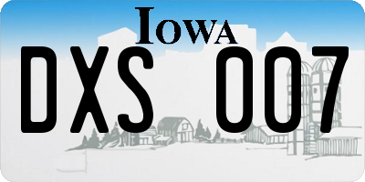 IA license plate DXS007