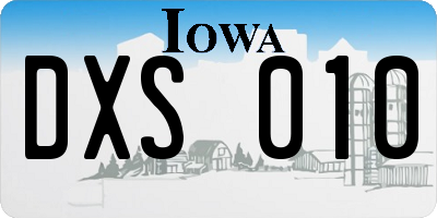 IA license plate DXS010