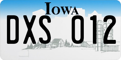 IA license plate DXS012