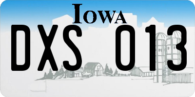 IA license plate DXS013