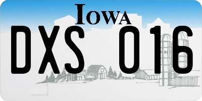IA license plate DXS016