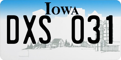 IA license plate DXS031