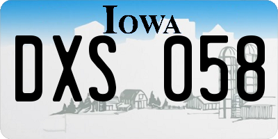 IA license plate DXS058