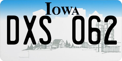 IA license plate DXS062