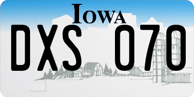 IA license plate DXS070