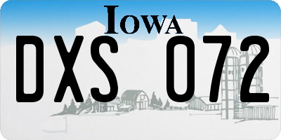 IA license plate DXS072