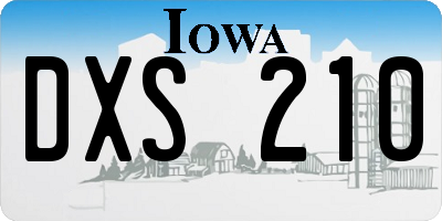 IA license plate DXS210