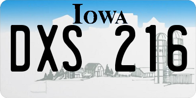 IA license plate DXS216