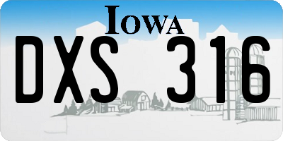 IA license plate DXS316