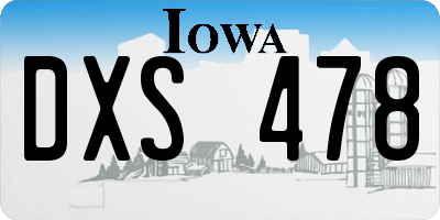 IA license plate DXS478