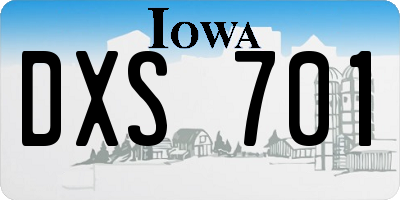 IA license plate DXS701